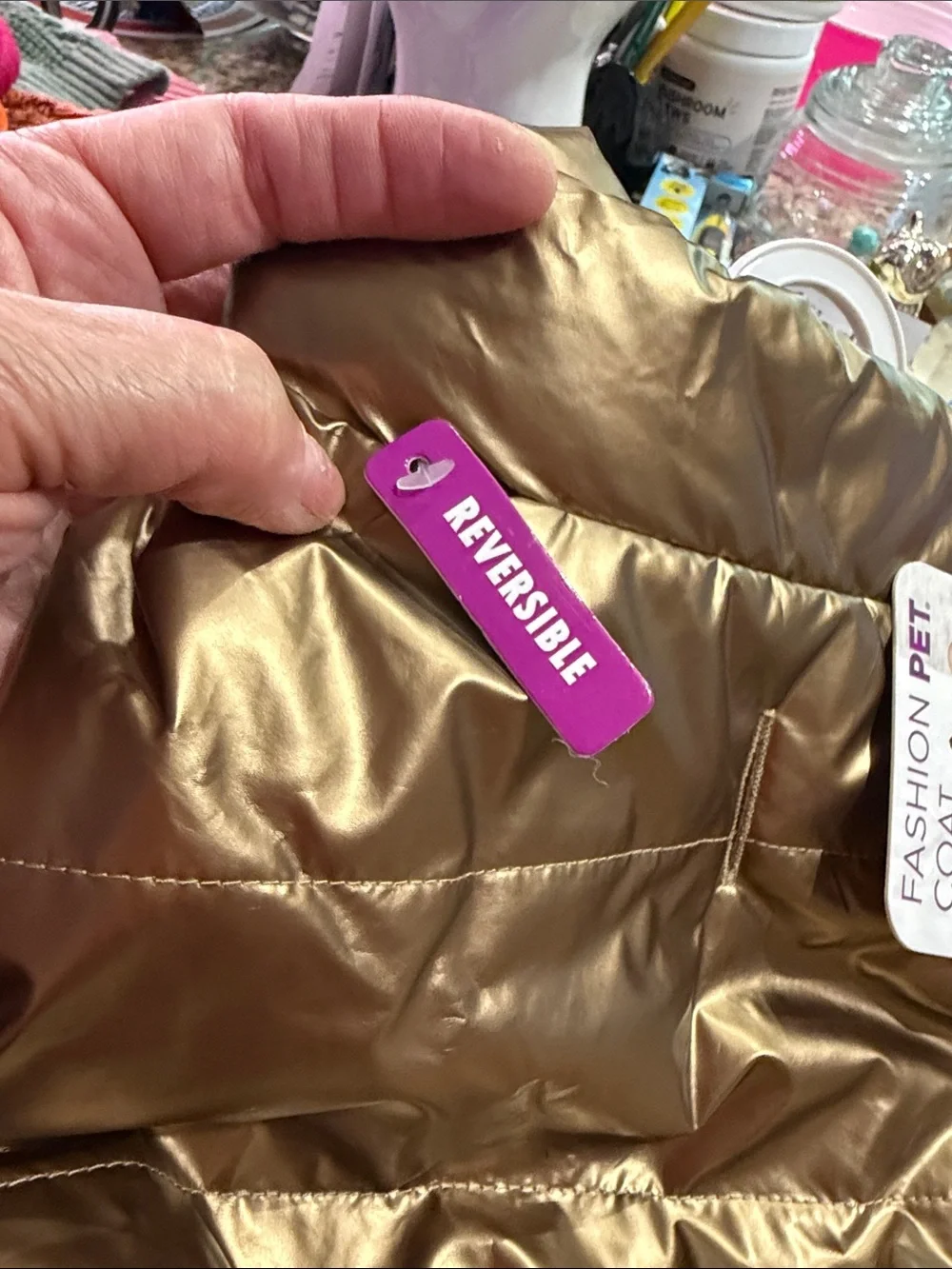 Fashion Pet Gold Puffer Dog Coat - Insulated Reversible Jacket